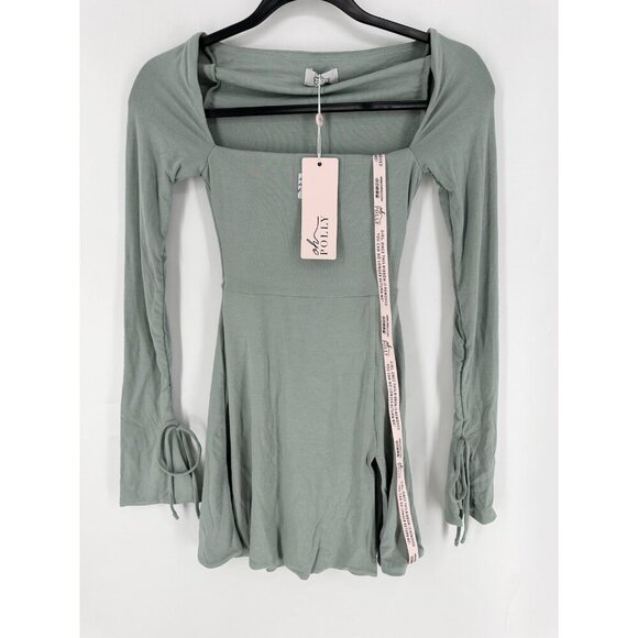 Oh Polly Amryn Long Sleeve A-Line Mini Dress Sage Size US 0 NWT - Picture 4 of 13